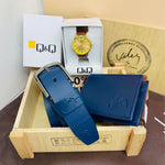Combo Reloj QQ | Cartera | Cinturon | Cuero Velez Original