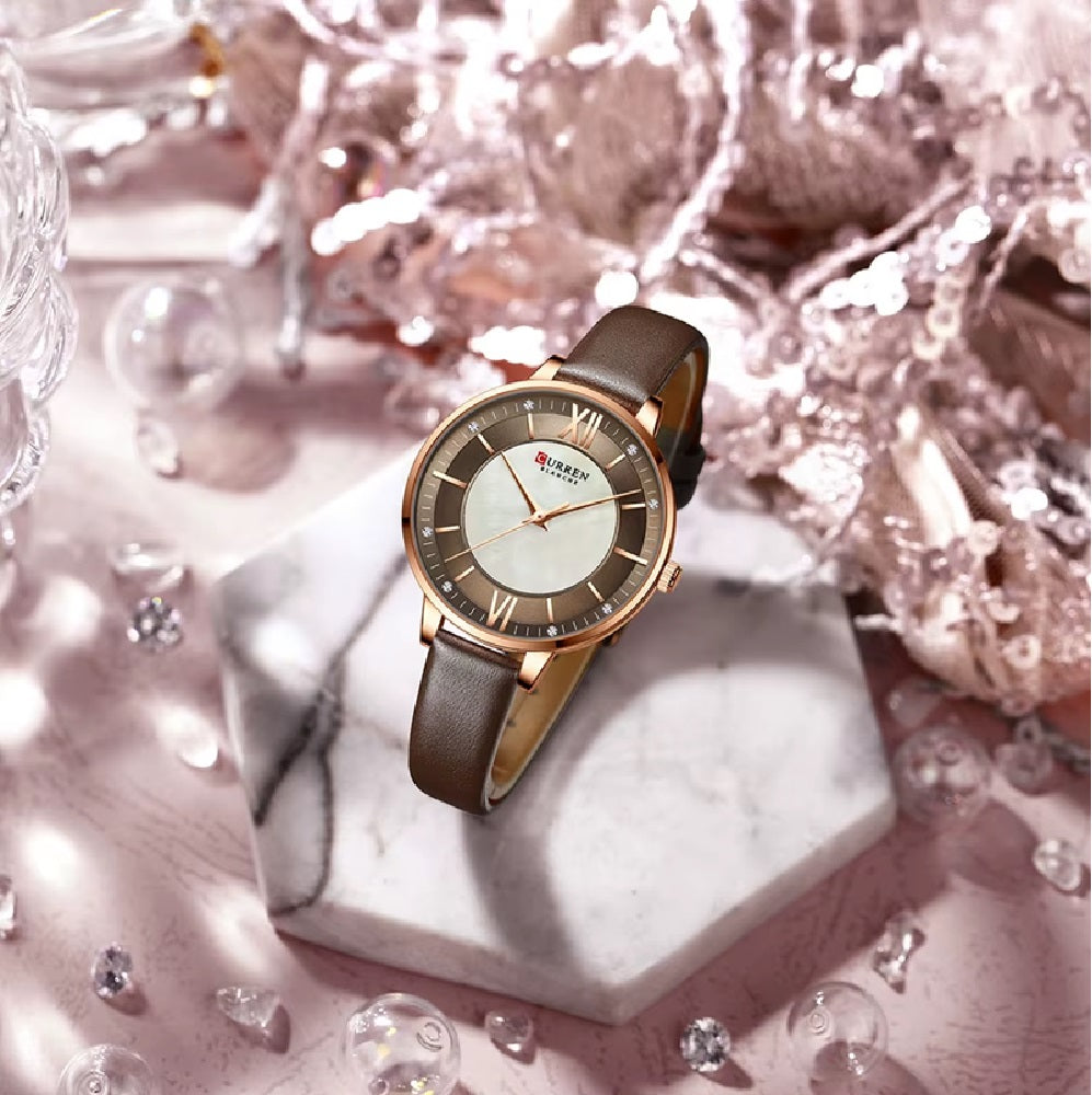 Reloj Curren 9080 Original En Cuero Dama