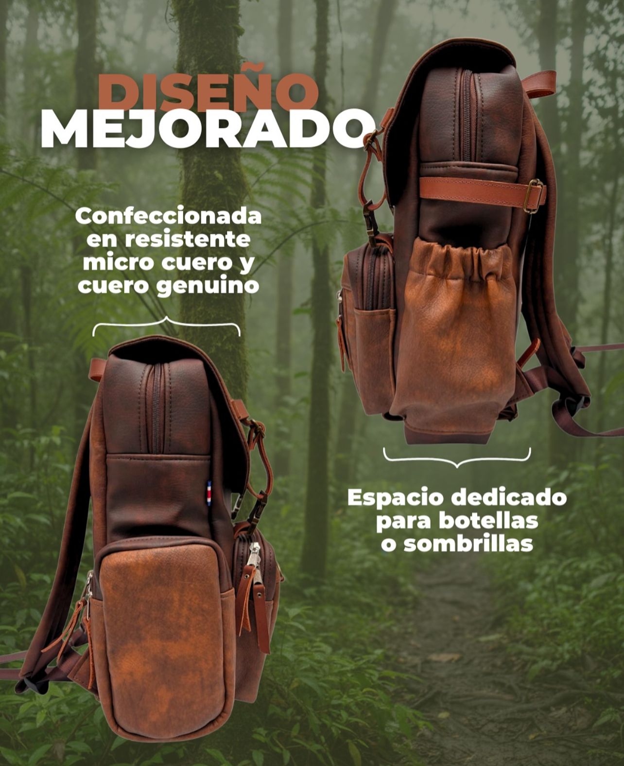 Mochila Cuero Aba Original Importada