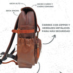 Mochila Cuero Aba Original Importada