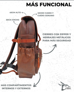 Mochila Cuero Aba Original Importada